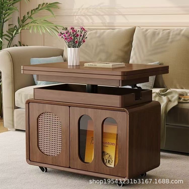 Стол журнальный: диван, mid-century, из массива, многофункц., складной, с регулировкой высоты, передвижной, для малых помещений